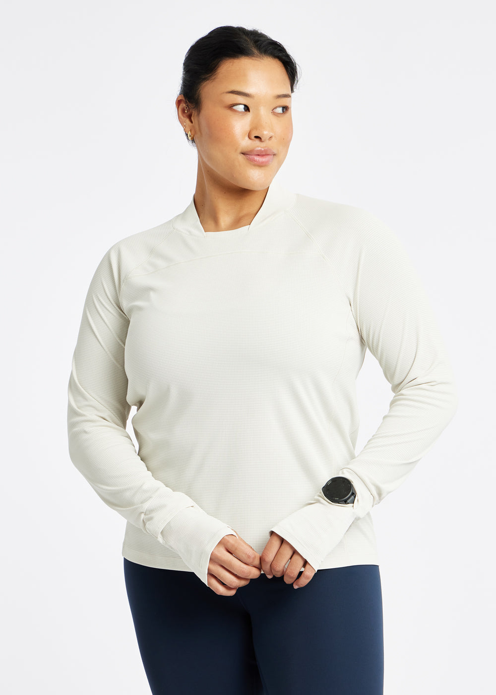 Flyout Chill UPF 50 Long Sleeve in Ivory, front 