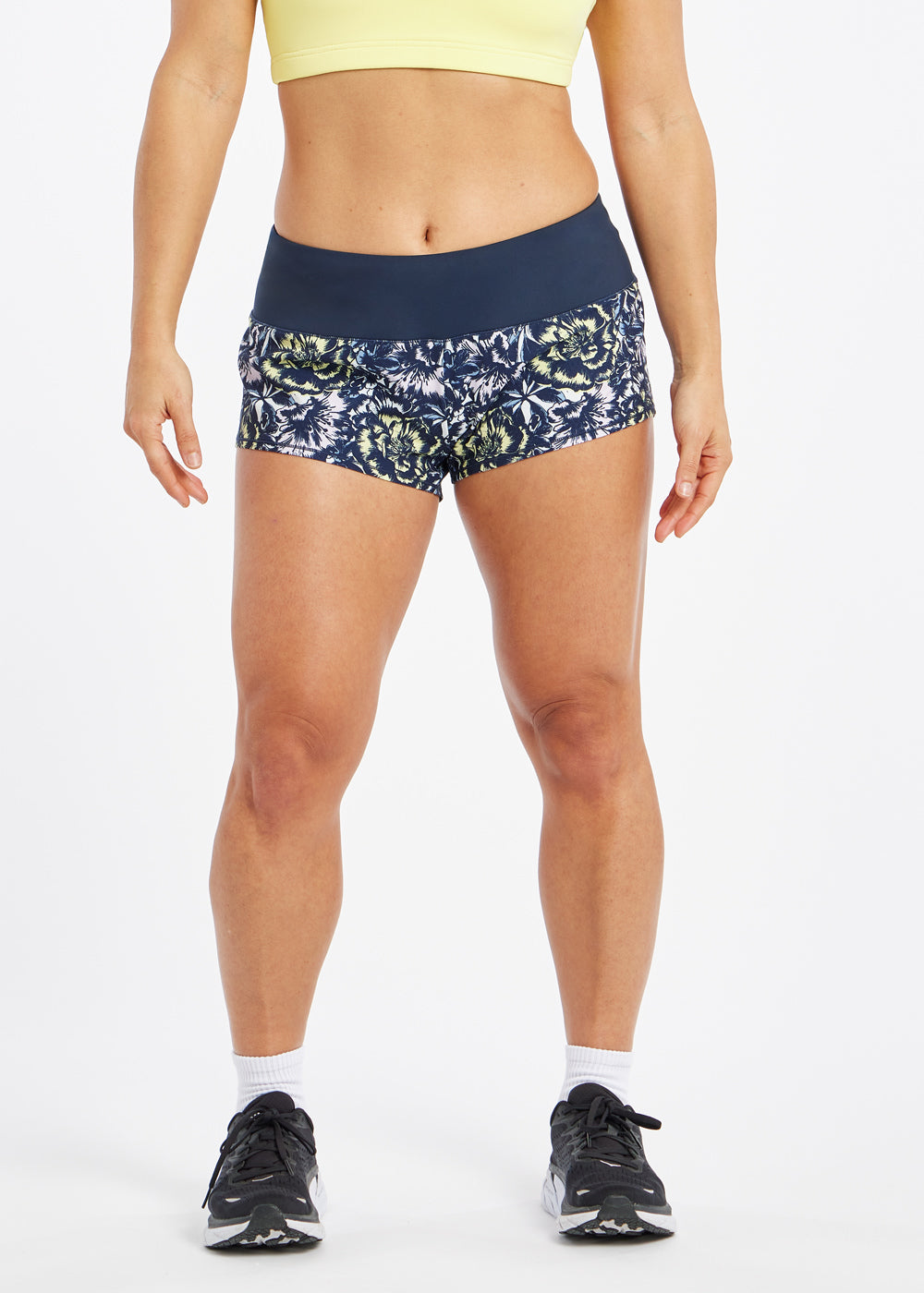 Mac Roga 1.75" Running Shorts in Blue Flower Burst Print, front view