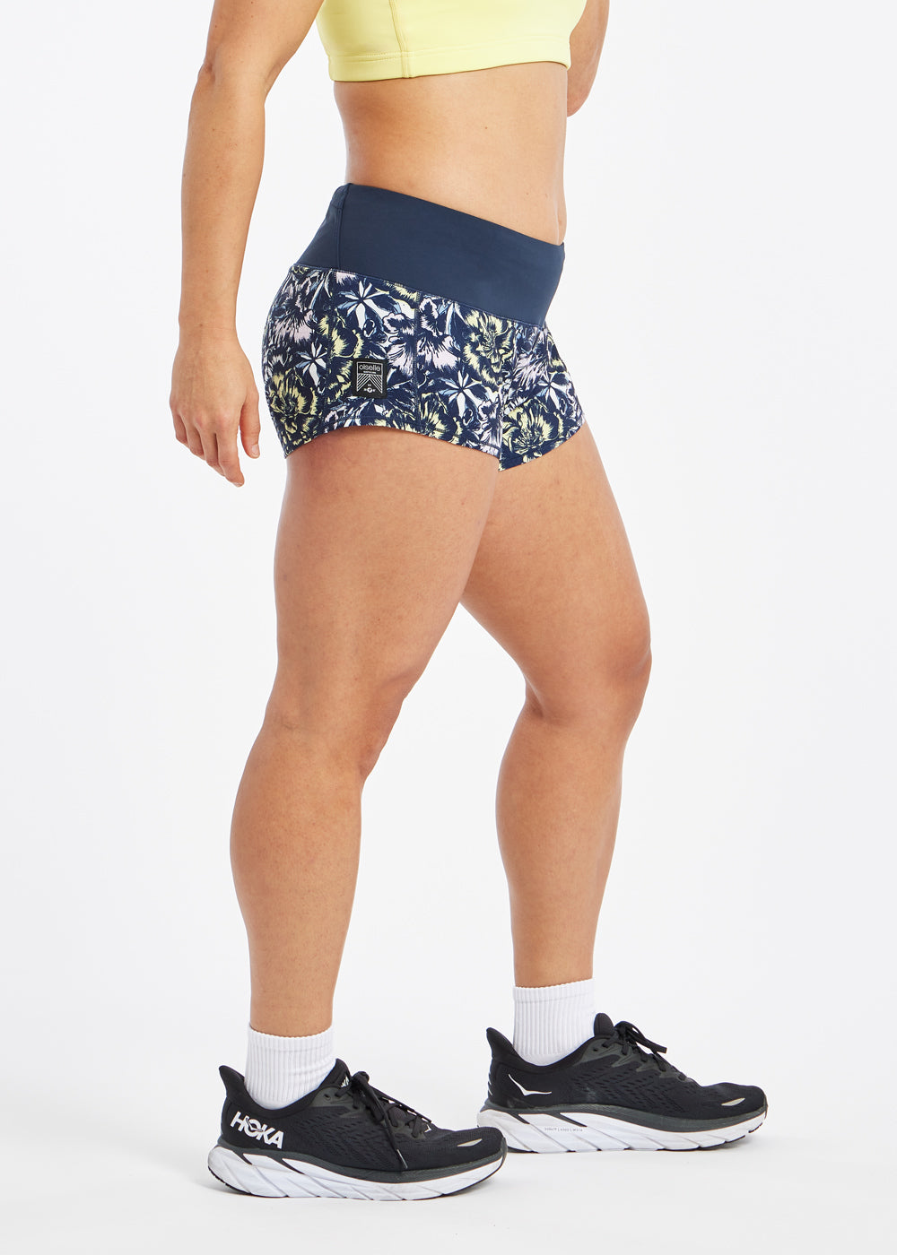 Mac Roga 1.75" Running Shorts in Blue Flower Burst Print, side view