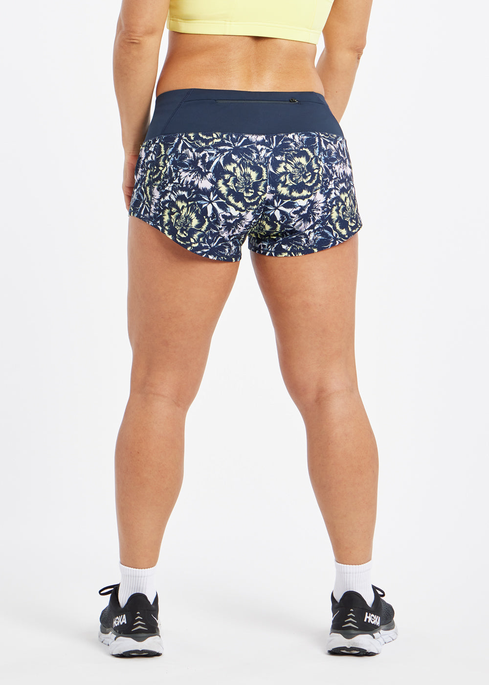 Mac Roga 1.75" Running Shorts in Blue Flower Burst Print, back view