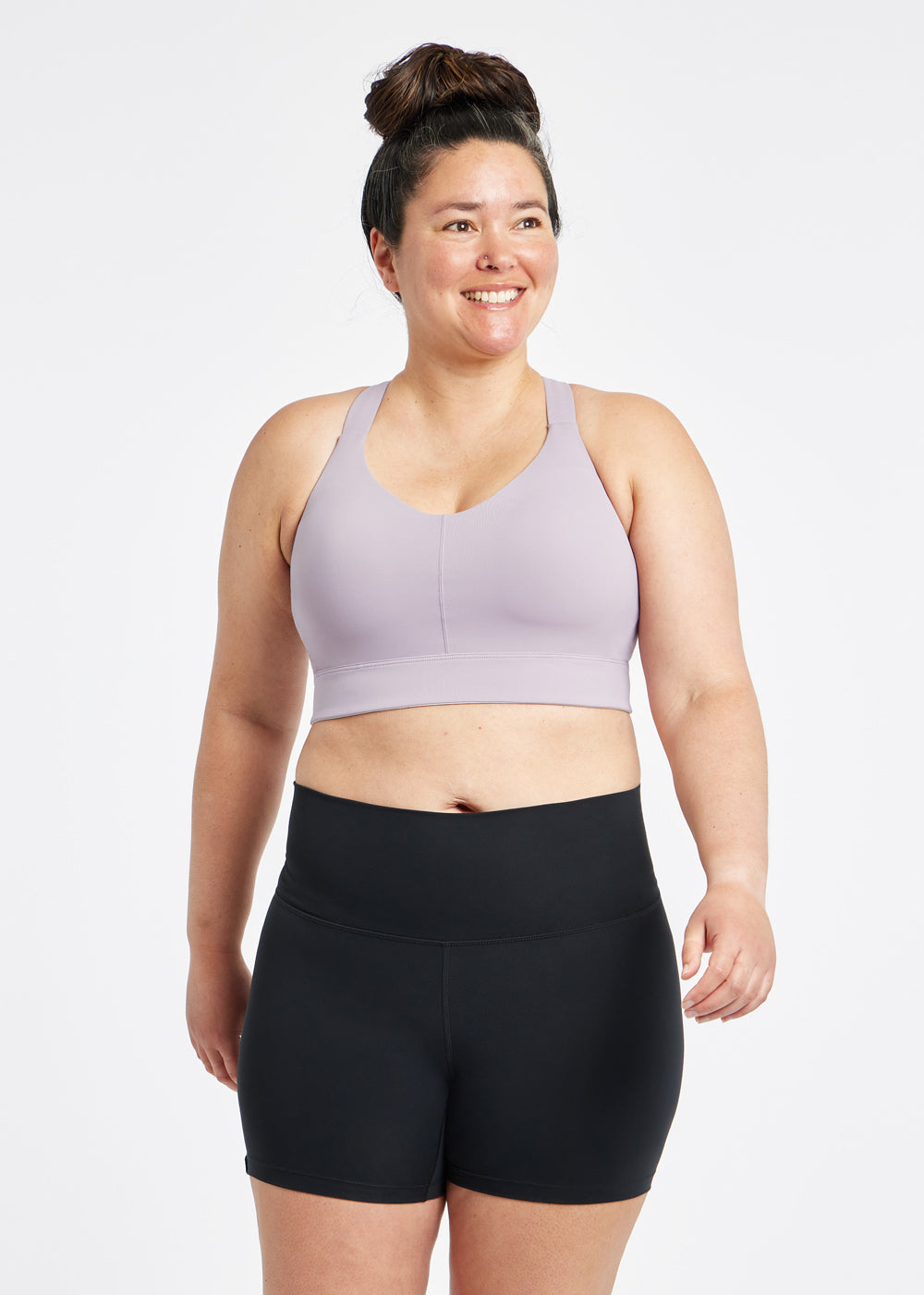 Queen High Impact Adjustable Sports Bra in Dusty Lavender Purple, front