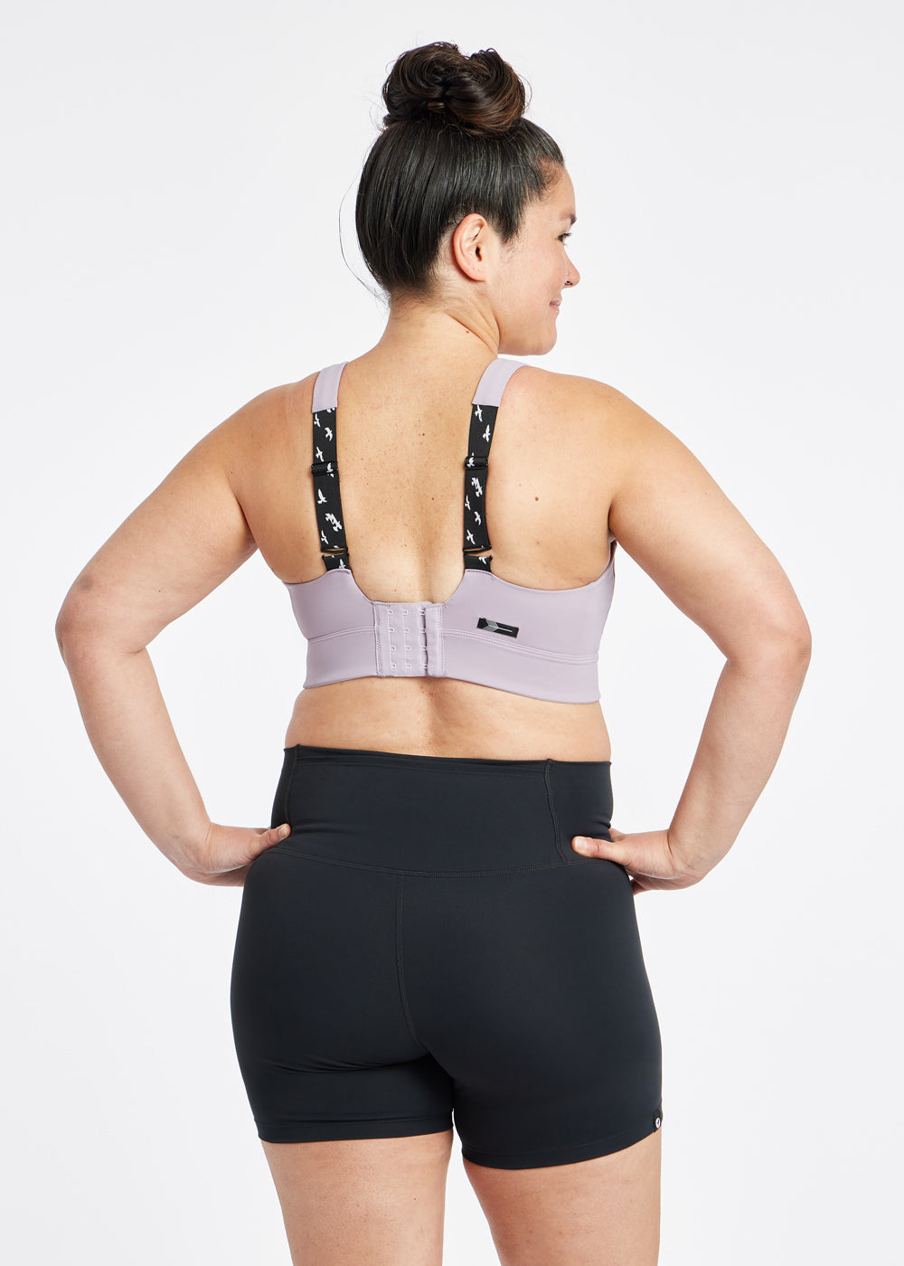 Queen High Impact Adjustable Sports Bra in Dusty Lavender Purple, back