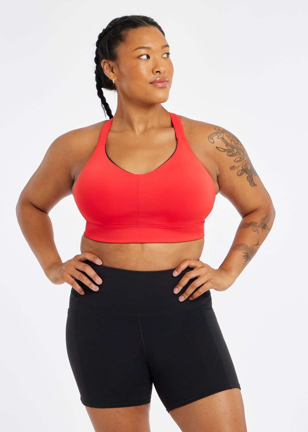 Queen High Impact Adjustable Sports Bra in Flash Flare Red, front