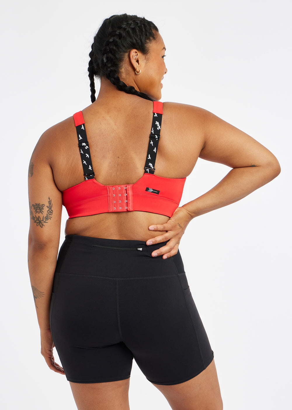Queen High Impact Adjustable Sports Bra in Flash Flare Red, back