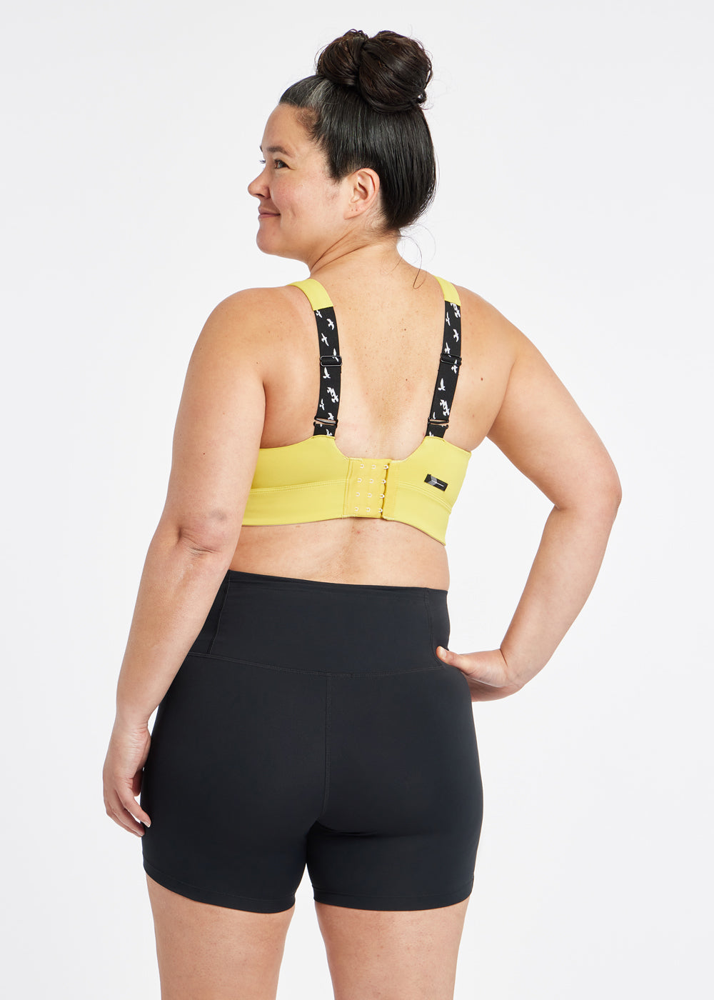 Queen High Impact Adjustable Sports Bra in Saffron Yellow, back